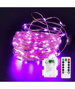 LED String Lights Decorations w/Remote Control &amp; 8 Lighting Modes, Purpl... - £11.65 GBP