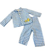 Vintage Baby Blue Gingham 2-Piece Outfit Embroidered Duck Design 24 Months - $529.20 MXN