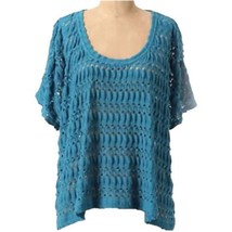 Anthropologie Punctured Dolman Pullover X Small 0 2 Top Oversized Top Turquoise - £41.33 GBP