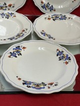 Vintage Luncheon Dessert Plate 7” Set Of 5 Steubenville China Flowers Blue - £11.76 GBP