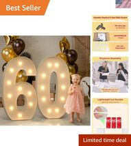Marquee Numbers 60, 4FT Light Up Numbers for 60th Birthday Party Decorat... - $112.69