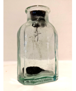 1800s-1930s Aqua Shoe Polish or Perfume Bottle w/Dauber Embossed 2.5 OZ ... - £17.31 GBP