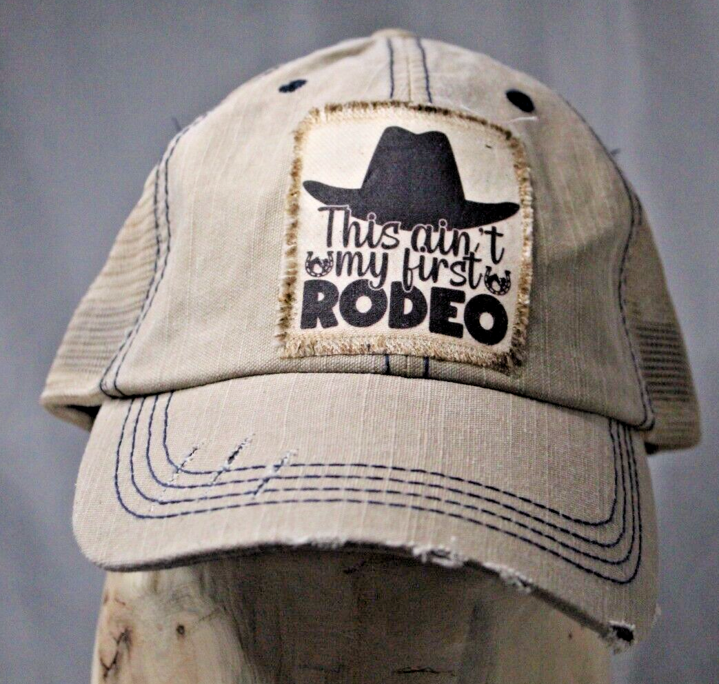 Primary image for "This Ain't My First Rodeo" Distressed Trucker Baseball Hat One Size Adjustable