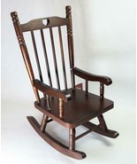 Schmid Large Doll Size Wood Rocking Chair 15&quot; Tall Dark Brown c1983 - £18.88 GBP