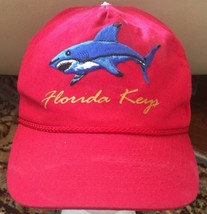 Vintage Florida Keys Hat Snap Back Shark RED Fishing Outdoor Sports Cap - £18.36 GBP