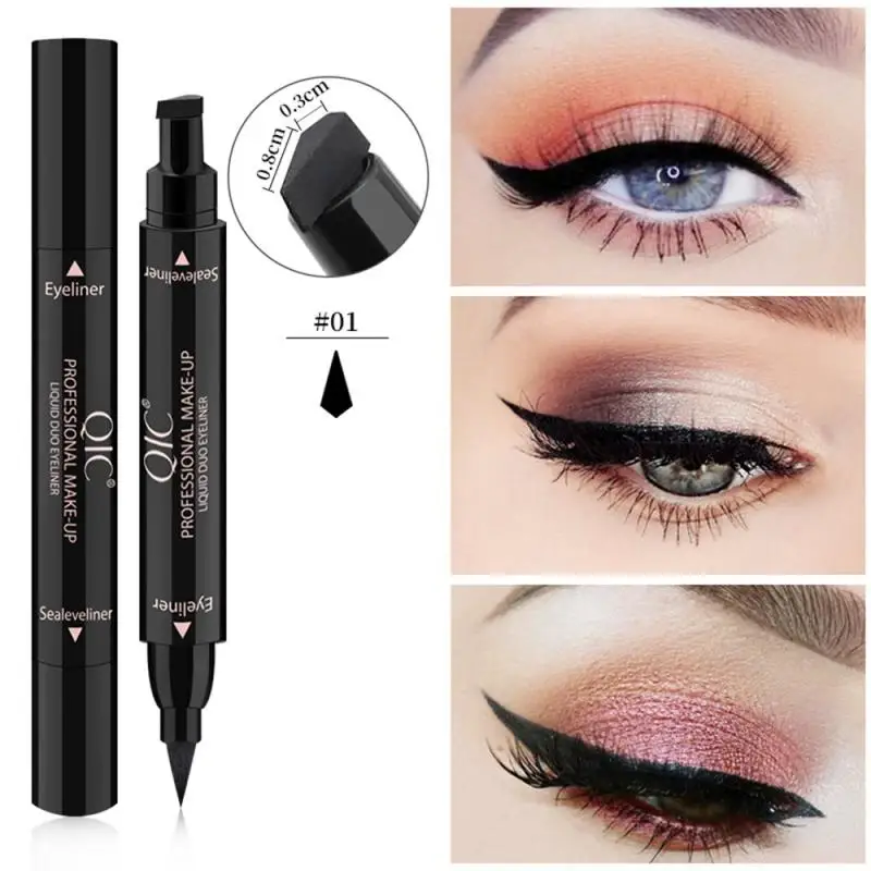 Aterdichte zwarte dubbele hoofd eyeliner trendy winged eyeliner stamp waterproof makeup thumb200