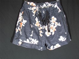NIP Acelitt Loose Comfy Drawstring Elastic Waist Pocket Floral Shorts Bl... - $18.99