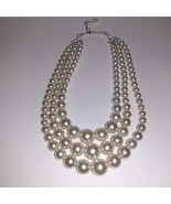 Vintage Three-Strand Graduated Faux Pearl Necklace MCM Beautiful Japan C... - £27.69 GBP