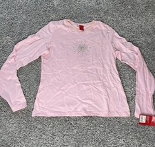 Girls Tee Snowflake Shirt Pink Long Sleeve Size Small Silver - £7.43 GBP
