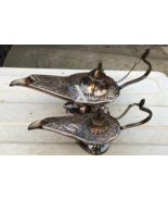 Vintage Aladdin Antique Brass Genie Oil Lamp Nautical Chirag Incense Set... - £41.86 GBP