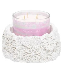 HomeWorx by Harry Slatkin 4 Wick Candle Pedestal Holder Base White Snowflakes - $49.99