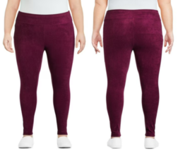 George Women&#39;s Plus Ribbed Velour Leggings Burgundy 4X - $8.00