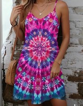 Women’s Plus Size Tie Dye Spaghetti Strap Summer Dress or Tunic Size 5XL - $25.66 CAD