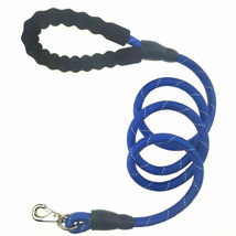 Blue Heavy Duty Dog Leash Large Pet Rope Reflective Nylon Leads with Comfy 5Ft - £10.05 GBP