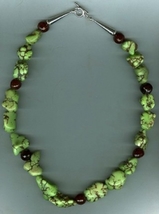Huge Want-a-be Mohave Green Turquoise Nugget and Faceted Carnelian Necklace - £43.50 GBP