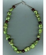 Huge Want-a-be Mohave Green Turquoise Nugget and Faceted Carnelian Necklace - £43.21 GBP