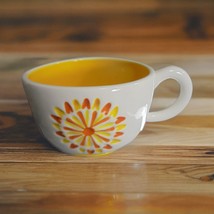 Starbucks 2007 White Yellow Starburst Flower Coffee Tea Mug Hand Painted RARE - £10.44 GBP