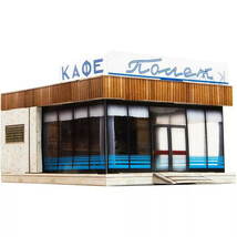 DIY 3D Puzzle Constructor USSR Soviet Cafe No Glue No Scissors 1/87 - $14.99