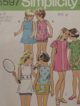 Simplicity Pattern 5597 Girls&#39; Jiffy Dress, Tunic &amp; Shorts Sleeve Size 10 Vtg - £5.85 GBP