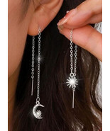 Moon sun crystal sterling silver threaders - $21.87 CAD