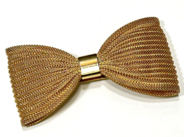 Vtg Gold Mesh Bow Tie Hair Clip Barette Made in France 4&quot; - £29.41 GBP