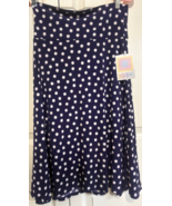 LULAROE S Azure Dark Blue White Polka Dot Knee Length Skirt NEW - $14.85