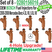 OEM 8Pcs Bosch 4-Hole Upgrade Fuel Injectors for 2003-06 Mercedes-Benz CLK500 V8 - £134.41 GBP