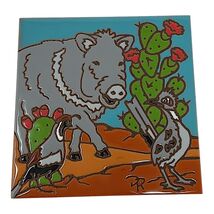 Southwest Javelina Roadrunner and Quail 6X6 Hand Glazed Decorative Tile ... - $35.98
