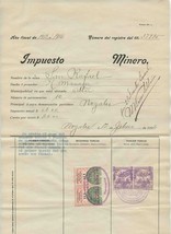  1913-14 Mexico Mining Tax Document San Rafael Gold Mine Sonora Revenue Stamps - £97.38 GBP