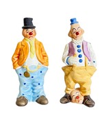 Ceramic Hobo 7&quot; Clown Figurines Sad Top Hat Red Nose Worldwide Taiwan Vi... - £22.76 GBP