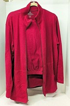 Norm Thompson Cotton Blend Raspberry Pink Women&#39;s Large Zip Front Jacket &amp; Pant - £15.79 GBP