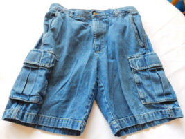 Unbranded Men&#39;s Flat Front cargo denim shorts Size see measurements Blue... - $34.64