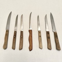 Lot 7 Vintage Wood Handle Steak Knives Sheffield Frontier Forge Imperial... - £10.19 GBP