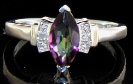 Marquise 1.59 ct Mystic Topaz &amp; Diamond Ring - £73.72 GBP