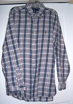 RALPH LAUREN McMEEL Shirt BLUE PLAID L/S COTTON Size Men&#39;s L VINTAGE - £23.08 GBP