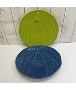 Fiesta Lemongrass Twilight Pumpkin Shaped Plate Blue Green Halloween Fal... - $546.67 MXN