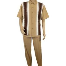 Men's Silversilk 2pc Walking Leisure Matching Suit Italian Woven Knits 71044 Tan image 6