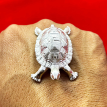 Silver Tortoise, Lucky Turtle Statue, Vintage Cute Turtle, Animal Lover ... - $190.11