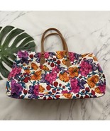 Vintage 90s Canvas Duffle Bag Pink Purple Floral Large Travel Weekender - $28.70