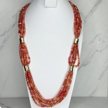 Chico&#39;s Chunky Multi Strand Pink Beaded Gold Tone Necklace - $19.79