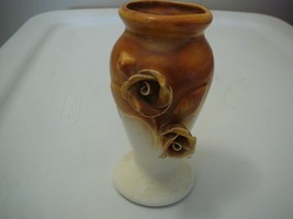 California Pottery Small Vase 5&quot; X 3&quot; Brown Tags Marked on Bottom 502 Vintage - £7.91 GBP