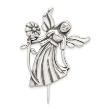 Sterling Silver Angel Flower Pendant &amp; Pin Jewelry 47mm x 25mm - £28.69 GBP