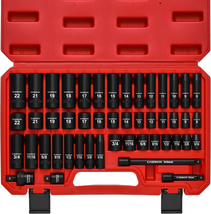 48-Piece 3/8&quot; Drive Impact Socket Set: Standard SAE and Metric Sizes - £51.16 GBP