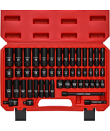 48-Piece 3/8&quot; Drive Impact Socket Set: Standard SAE and Metric Sizes - £51.27 GBP