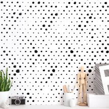 Black And White Peel And Stick Wallpaper Dots Wallpaper Modern Dot Conta... - £17.19 GBP