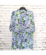 Nautica Button Down Shirt Mens Medium Blue Floral Palm Pocket Hawaiian T... - $24.99