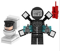 Building Block TV Man with guns Skibidi Toilet TV Show Cartoon Minifigure Custom - £4.76 GBP