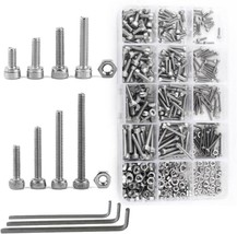 M2 M3 M4 304 Stainless Steel Hex Socket Cap Head Bolts And Nuts, 480 Pcs.. - £27.46 GBP