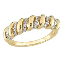 0.20CT Diamante Naturale Twist Fede Nuziale 14K Placcato Oro Giallo Argento - £176.81 GBP