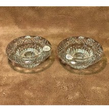 Vintage Pair of Cut Lead Crystal Round Footed Candle Holders-NEW - £15.27 GBP